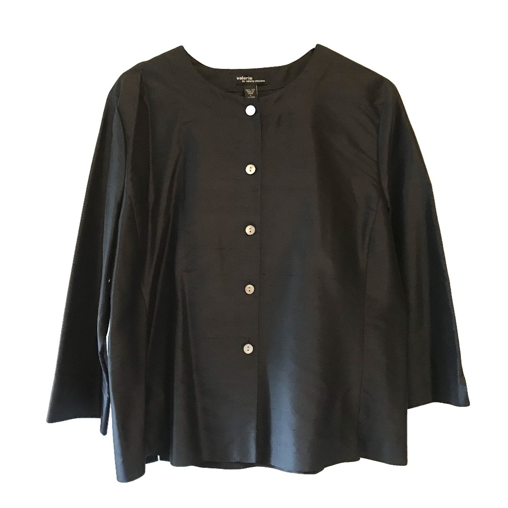 Valerie Stevens Black Silk Evening Jacket Large